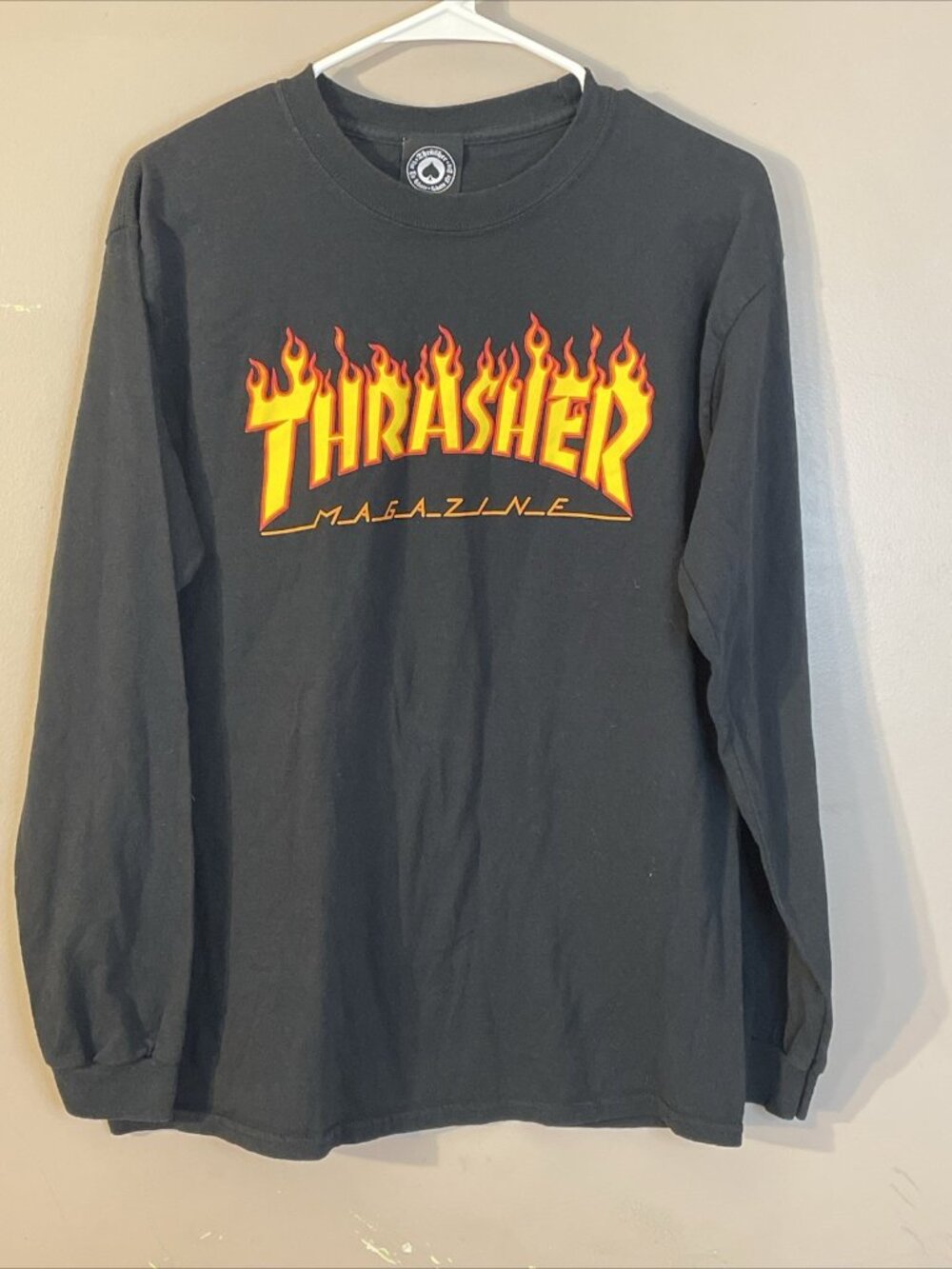Thrasher Magazine Flame Logo Long Sleeve Shirt Black Mens Medium San Francisco
